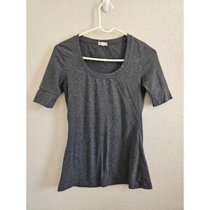 Zenana Outfitters Womens M Indie Charcoal Gray Heather Scoop Tee Twee Casual Y2K